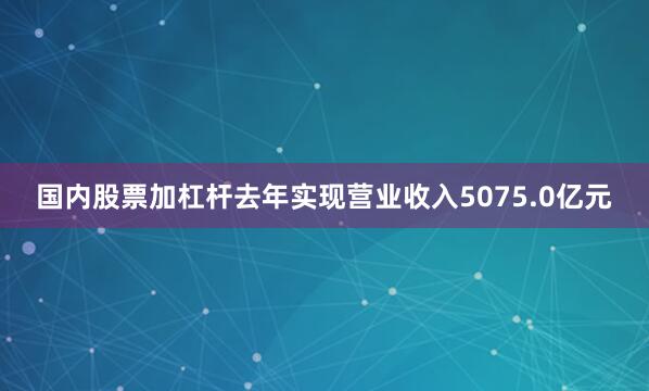 国内股票加杠杆去年实现营业收入5075.0亿元
